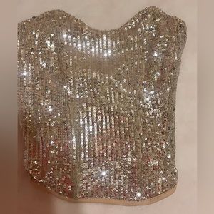 Gold/ Silver strapless top
